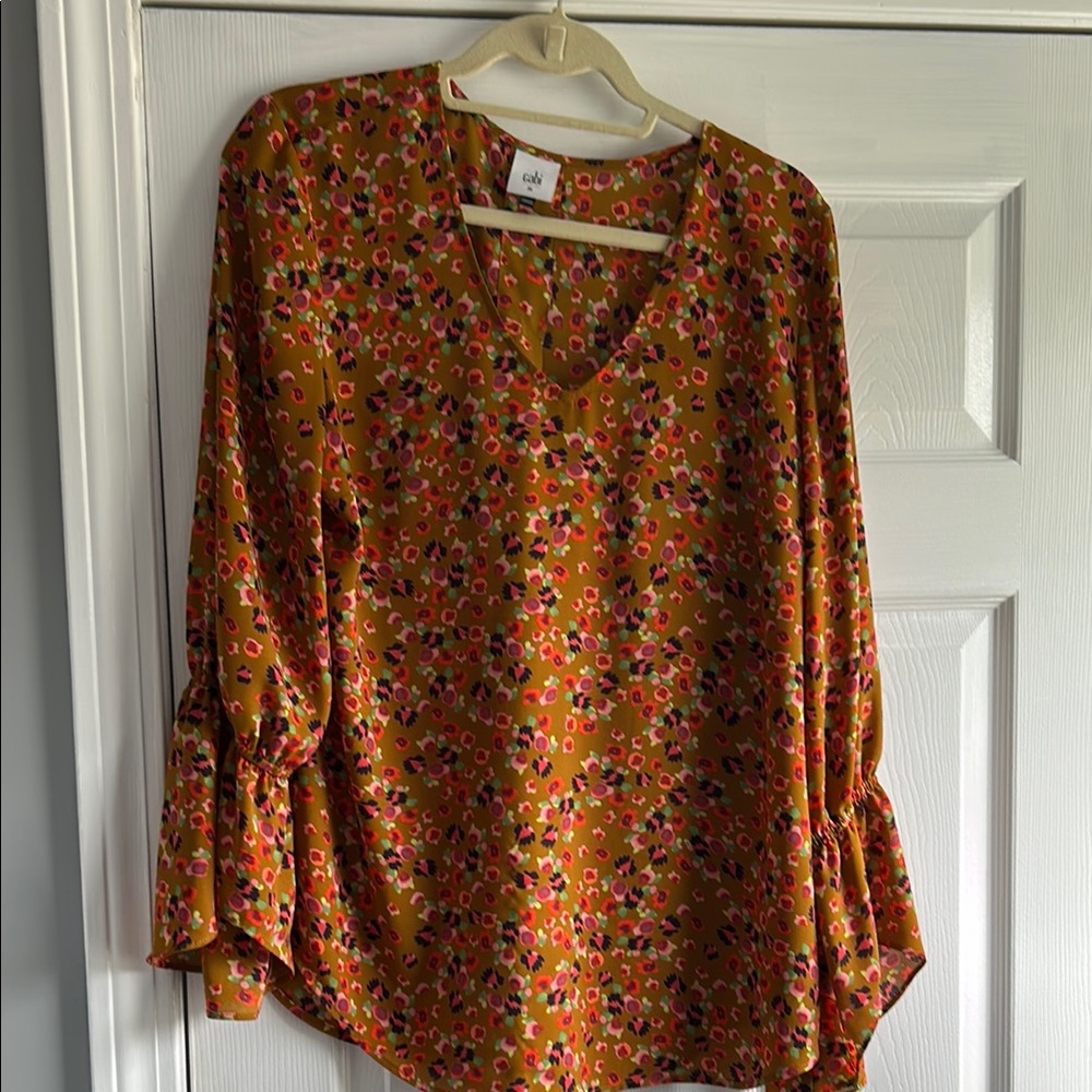 CAbi Orange abstract print Blouse Relaxed Fit